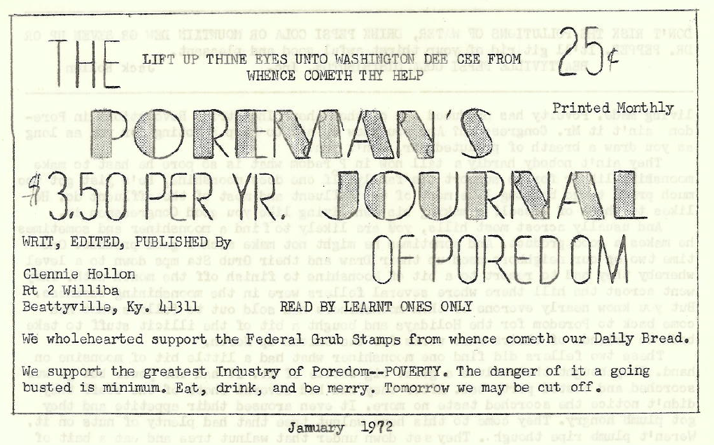 Front page of the January, 1972 issue