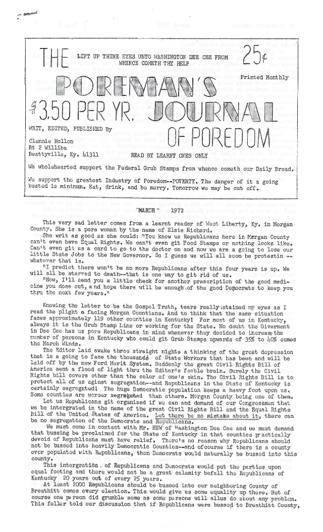 Front page of the March, 1972 issue