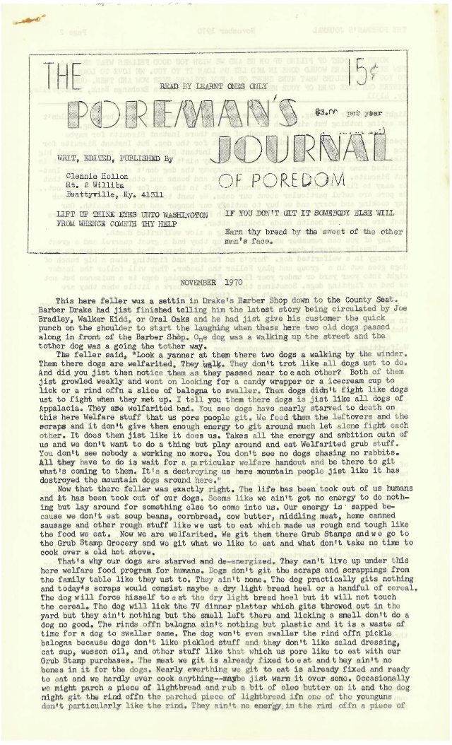 Front page of the November, 1970 issue